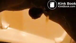 german mistress poops a big turd in toilet