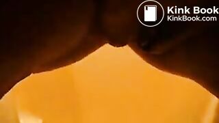 german mistress poops a big turd in toilet