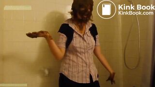 Girl pooping in pants and passing the shit in the face