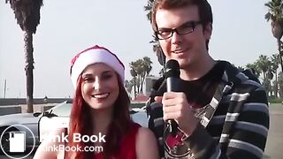 Sexy santa pretends to shit herself in public