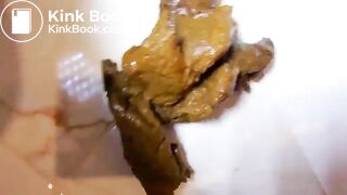 Super Hot Girl with Hairy Pussy Poops on the Floor for You