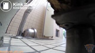 Sneak shot of public women's toilet