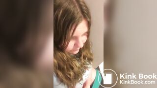 girl pooping on toilet
