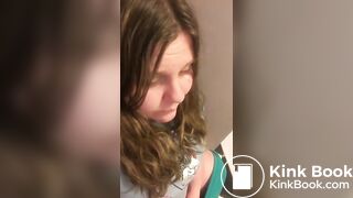 girl pooping on toilet