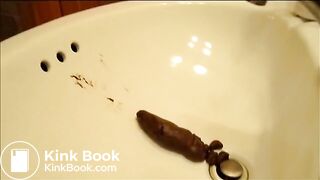 woman pooping into sink - video 2