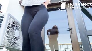 Woman Crazy Shit on Rooftop-Railing