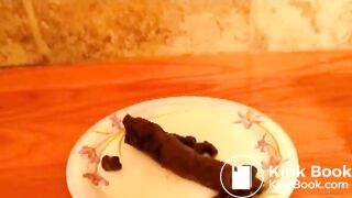 woman pooping on plate. - video 4