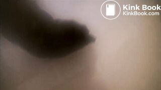 japanese girl in glasses spreads legs and shits