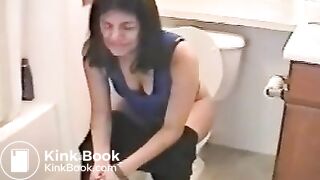 College girl pooping on toilet