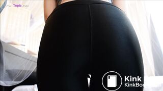 Poop in black leggings