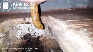 Creampied girl shitting in a dirty toilet