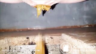 Creampied girl shitting in a dirty toilet