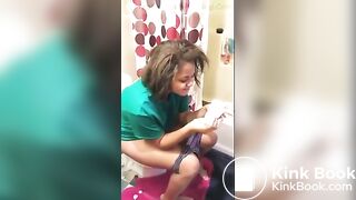 black girl poops on toilet