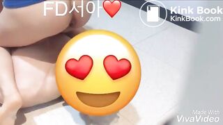 Pretty korean queen girl pooping and pissing on her slave