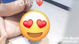 Pretty korean queen girl pooping and pissing on her slave