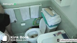 Hot college girl poops on toilet
