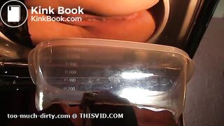 Mistress in lingerie shitting on a slave face