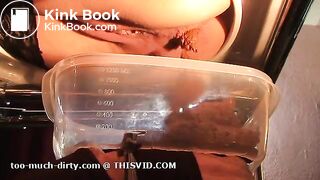 Mistress in lingerie shitting on a slave face