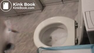 Girl on toilet pisses then releases a few logs