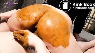 Pooping on his dick before riding it