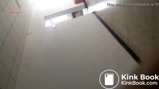 Chinese shitting on public squat toilet