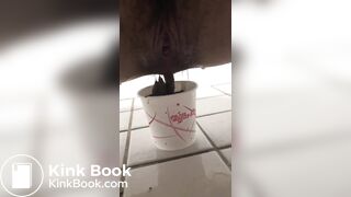 Young korean girl pooping in toilet