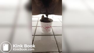 Young korean girl pooping in toilet