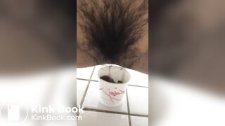 Young korean girl pooping in toilet