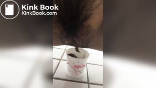 Young korean girl pooping in toilet