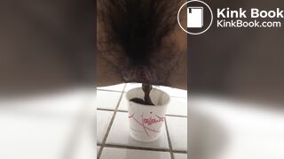 Young korean girl pooping in toilet