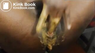 Messy ebony anal solo