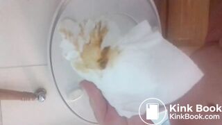 Close up of a toilet poop