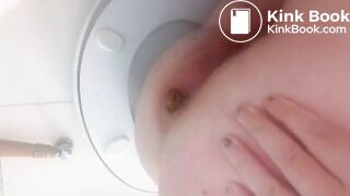 Close up of a toilet poop