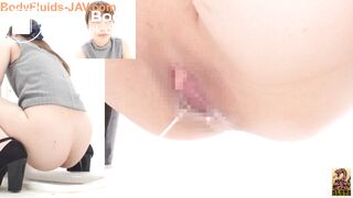 Japanese girl dropping one off in public toilet