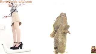 Japanese girl dropping one off in public toilet