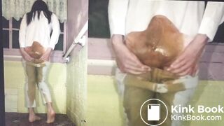 Asian girl messy diarrhea in White Pants_a