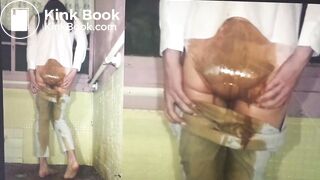 Asian girl messy diarrhea in White Pants_a
