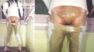 Asian girl messy diarrhea in White Pants_a