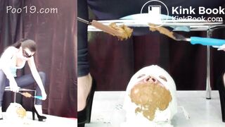 Good toilet slave for three girls.