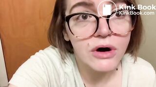 Girl in the bathroom masturbating and tasting shit