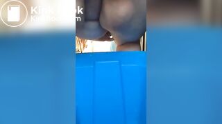 Ebony shitting in tub