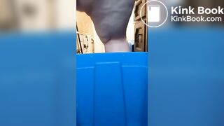 Ebony shitting in tub