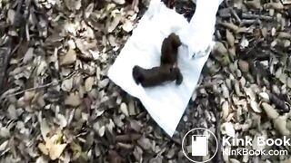 Milf drops a big one outside walking in the woods