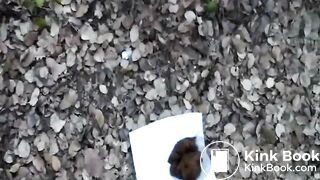 Milf poops a big pile in the woods