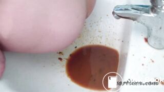 Brunette Girl has diarrhea