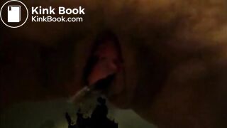 Woman shitting and pissing in the toilet
