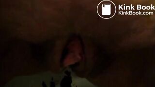 Woman shitting and pissing in the toilet