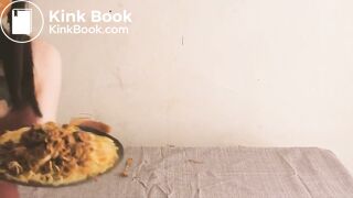 Woman play with Shit and Food