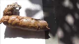 Girl's Thick Poops On The Back Patio