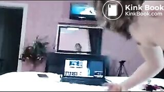 Girl Masturbating Asshole with Dildo and Shitting